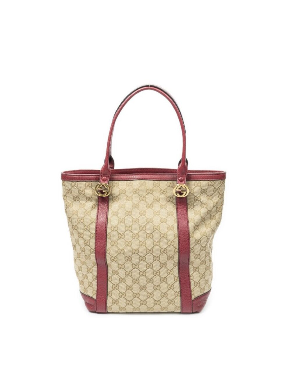 Gucci Miss GG Vertical Tote Bag Red Beige Canvas